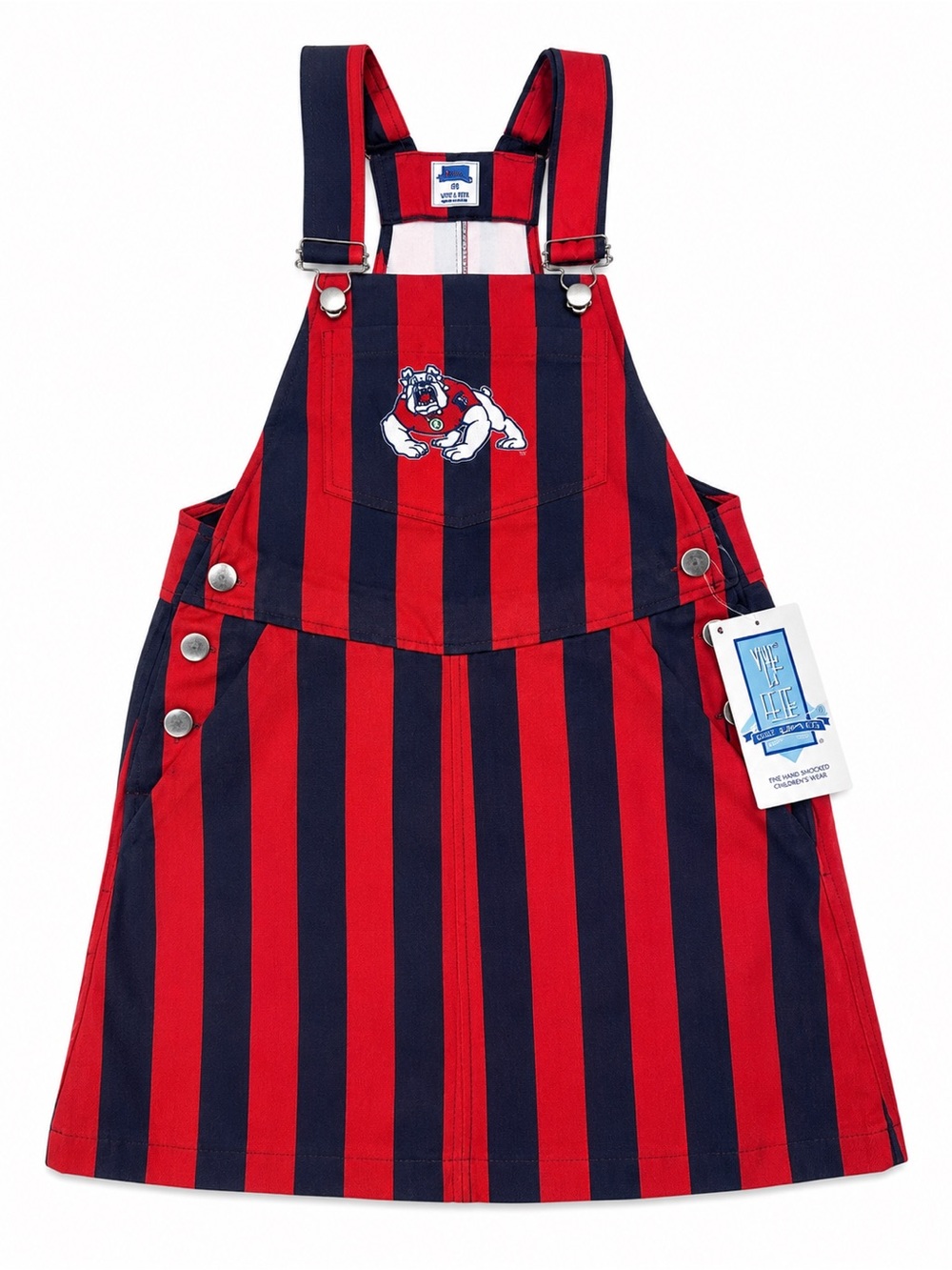 Vive La Fete Fresno State Bulldogs Girls Jumper Dress Red Navy Stripe XS NWT